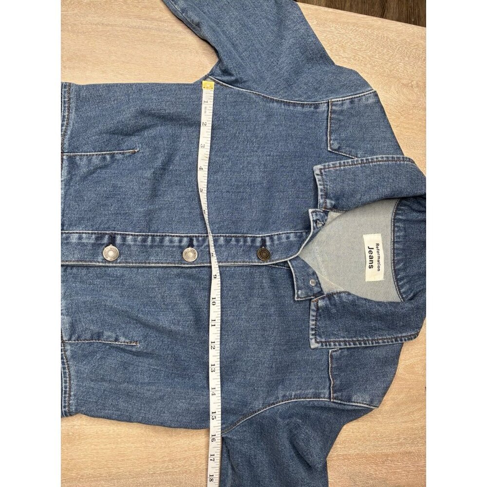 Reformation Arizona Denim Mini Dress Medium Wash Longsleeve Size 8 - Picture 5 of 8